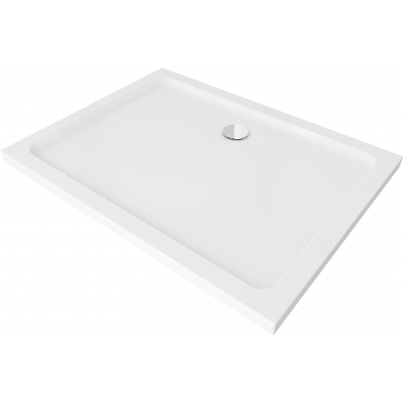 Mexen Flat brodzik prostokątny slim 100 x 70 cm, biały, syfon chrom - 40107010
