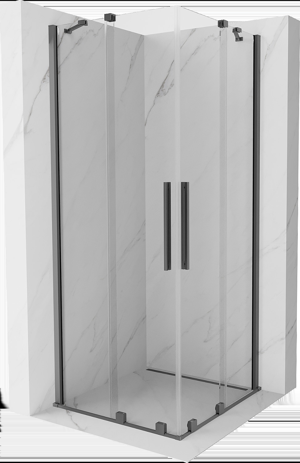 Mexen Velar Duo kabina prysznicowa rozsuwana 80 x 80 cm, transparent, gun metal - 871-080-080-02-95