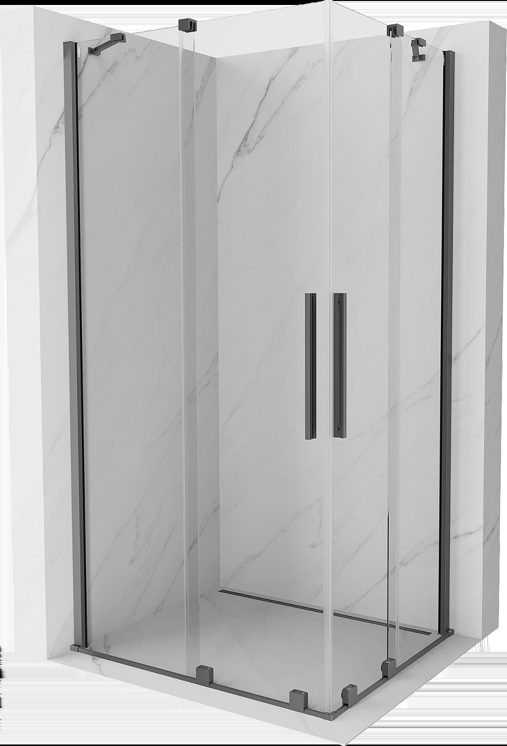 Mexen Velar Duo kabina prysznicowa rozsuwana 90 x 80 cm, transparent, gun metal - 871-090-080-02-95