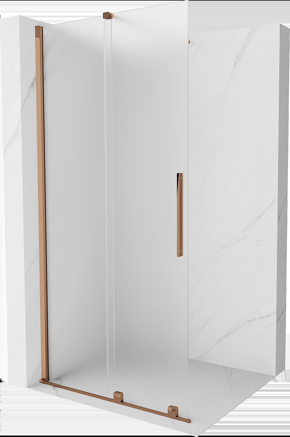 Mexen Velar ścianka prysznicowa rozsuwana Walk-in 100 x 200 cm, szron 8 mm, różowe złoto - 871-100-000-33-60