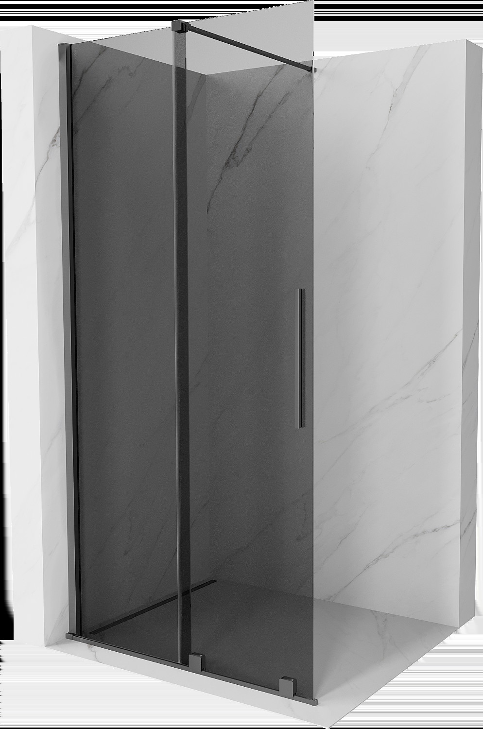 Mexen Velar ścianka prysznicowa rozsuwana Walk-in 80 x 200 cm, grafit 8 mm, gun metal - 871-080-000-43-95