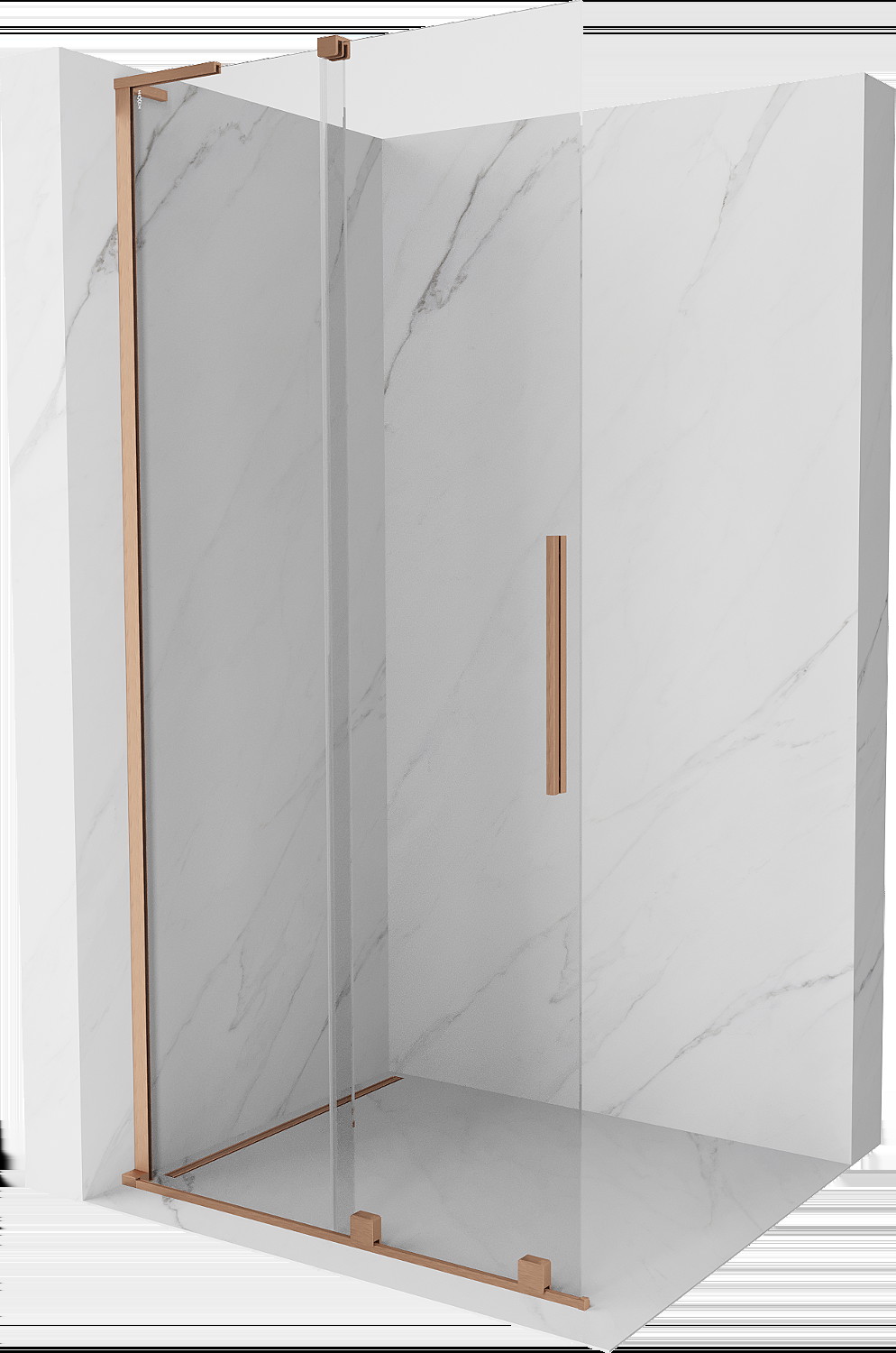 Mexen Velar L ścianka prysznicowa rozsuwana Walk-in 100 x 200 cm, transparent 8 mm, miedź szczotkowana - 871-100-003-03-65