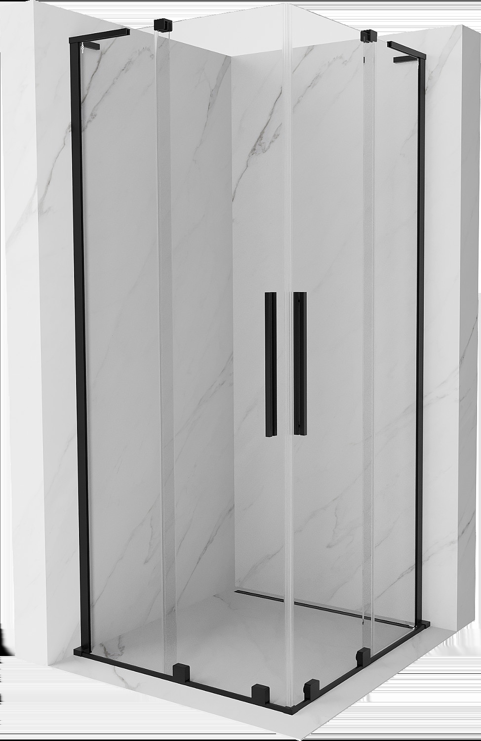 Mexen Velar L Duo kabina prysznicowa rozsuwana 90 x 90 cm, transparent, czarna - 871-090-090-02-03-70