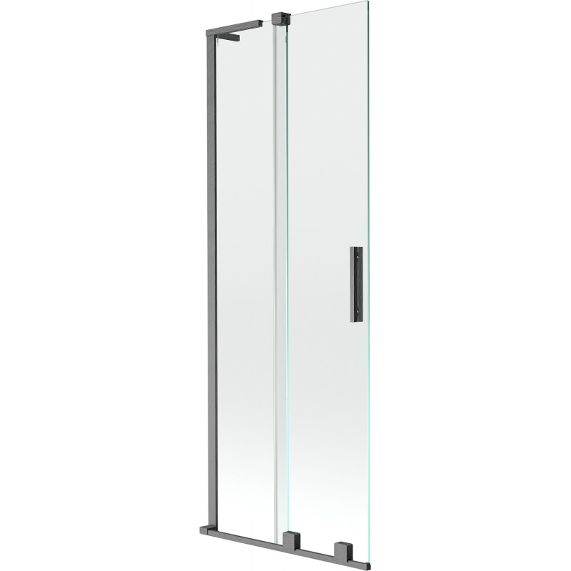 Mexen Velar L parawan nawannowy 2-skrzydłowy rozsuwany 70 x 150 cm, transparent, gun gray szczotkowany - 896-070-003-01-66