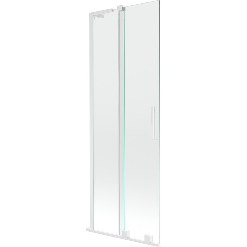 Mexen Velar L parawan nawannowy 2-skrzydłowy rozsuwany 75 x 150 cm, transparent, biały - 896-075-003-01-20