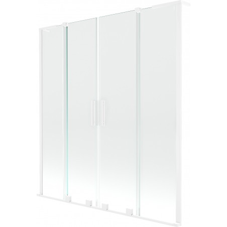 Mexen Velar L Duo parawan nawannowy 2-skrzydłowy rozsuwany 150 x 150 cm, transparent, biały - 896-150-003-02-20