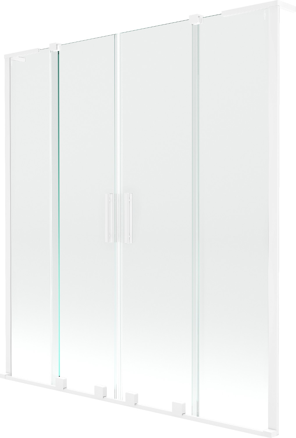 Mexen Velar L Duo parawan nawannowy 2-skrzydłowy rozsuwany 150 x 150 cm, transparent, biały - 896-150-003-02-20