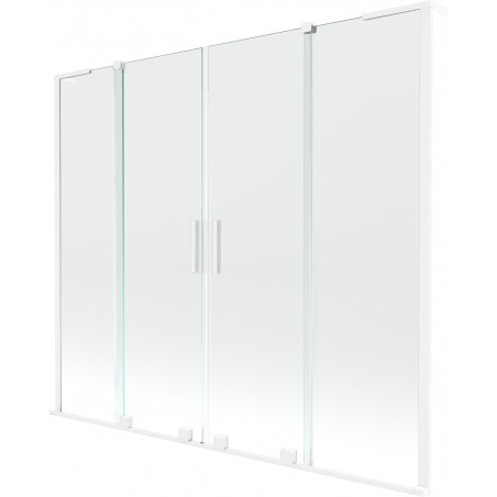 Mexen Velar L Duo parawan nawannowy 2-skrzydłowy rozsuwany 200 x 150 cm, transparent, biały - 896-200-003-02-20