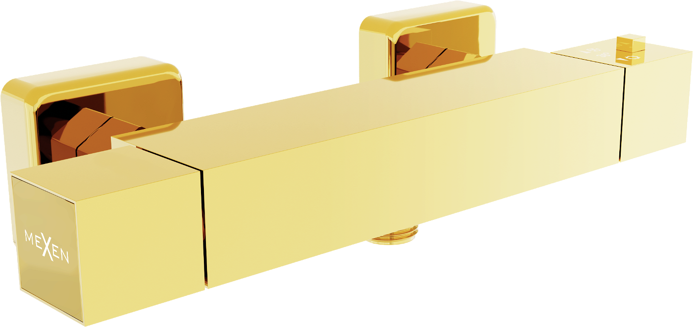 Mexen Cube termostatyczna bateria prysznicowa, złota - 77200-50