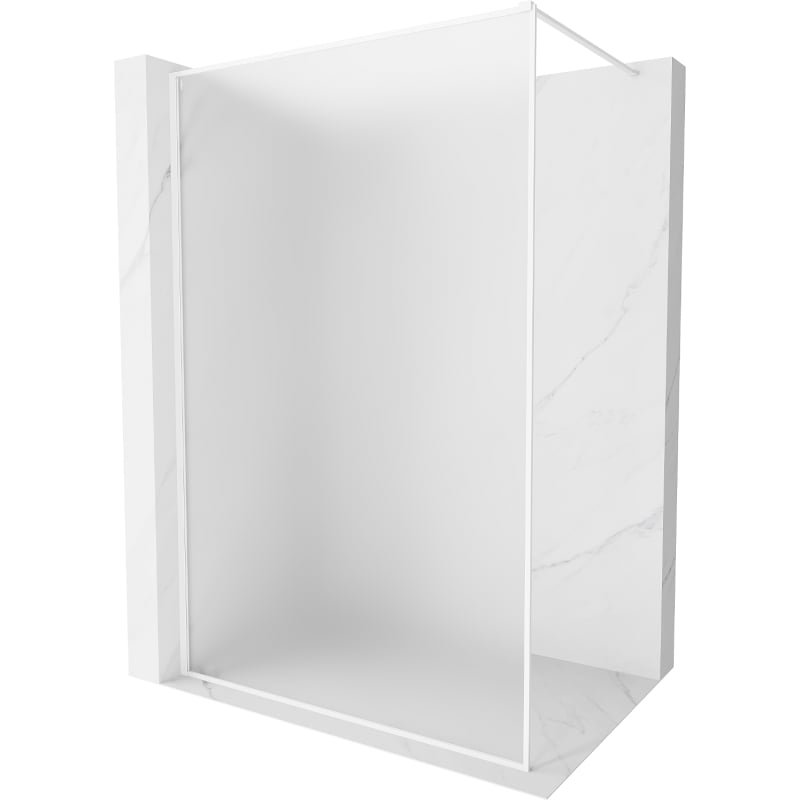 Mexen Kioto-F ścianka prysznicowa Walk-in z ramką 80 x 202 cm, szron 8 mm, biała - 800-080-104-20-30