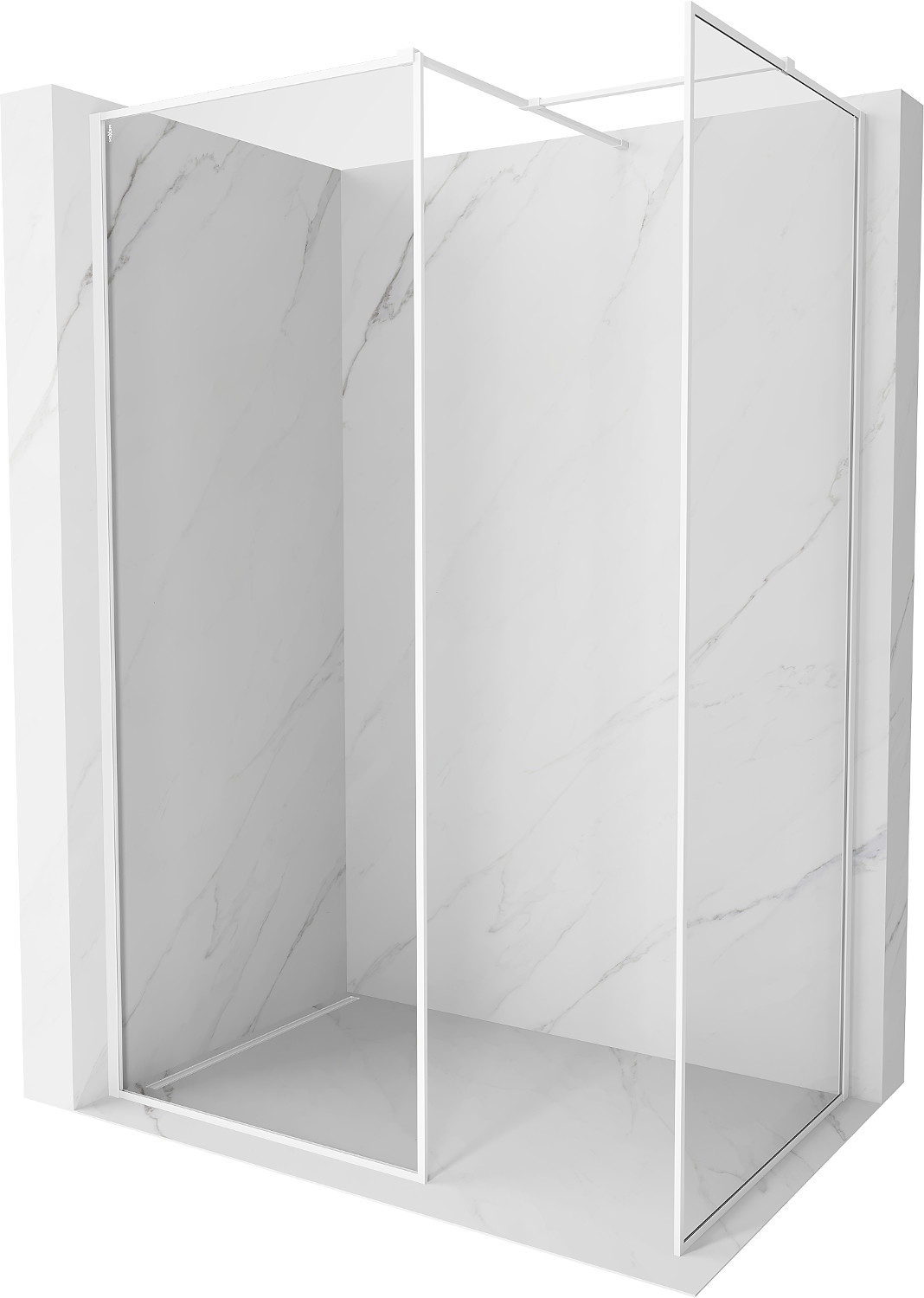 Mexen Kioto-F ścianka prysznicowa Walk-in z ramką 110 x 70 cm, transparent 8 mm, biała - 800-110-202-04-20-070