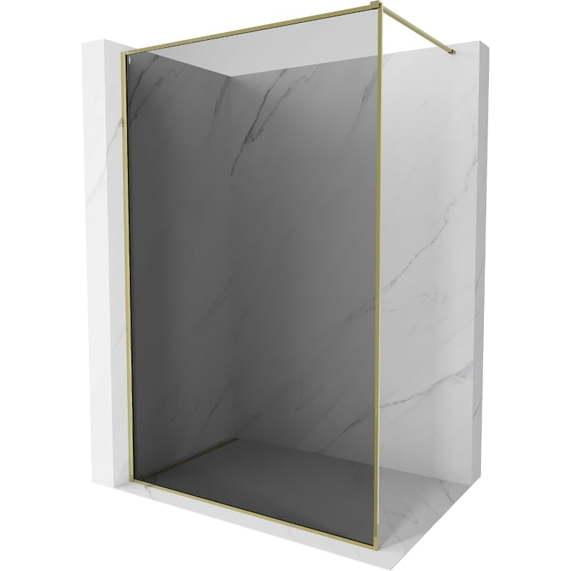 Mexen Kioto-F ścianka prysznicowa Walk-in z ramką 100 x 202 cm, grafit 8 mm, złota - 800-100-104-50-40