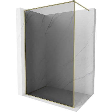 Mexen Kioto-F ścianka prysznicowa Walk-in z ramką 140 x 202 cm, grafit 8 mm, złota - 800-140-104-50-40