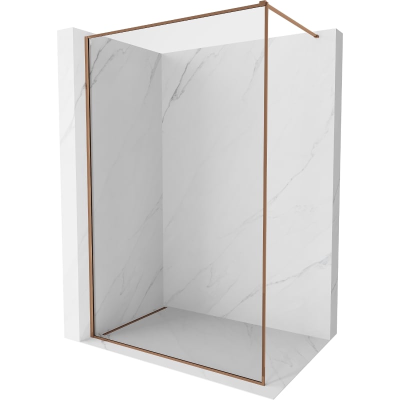 Mexen Kioto-F ścianka prysznicowa Walk-in z ramką 55 x 202 cm, transparent 8 mm, różowe złoto - 800-055-104-60-00