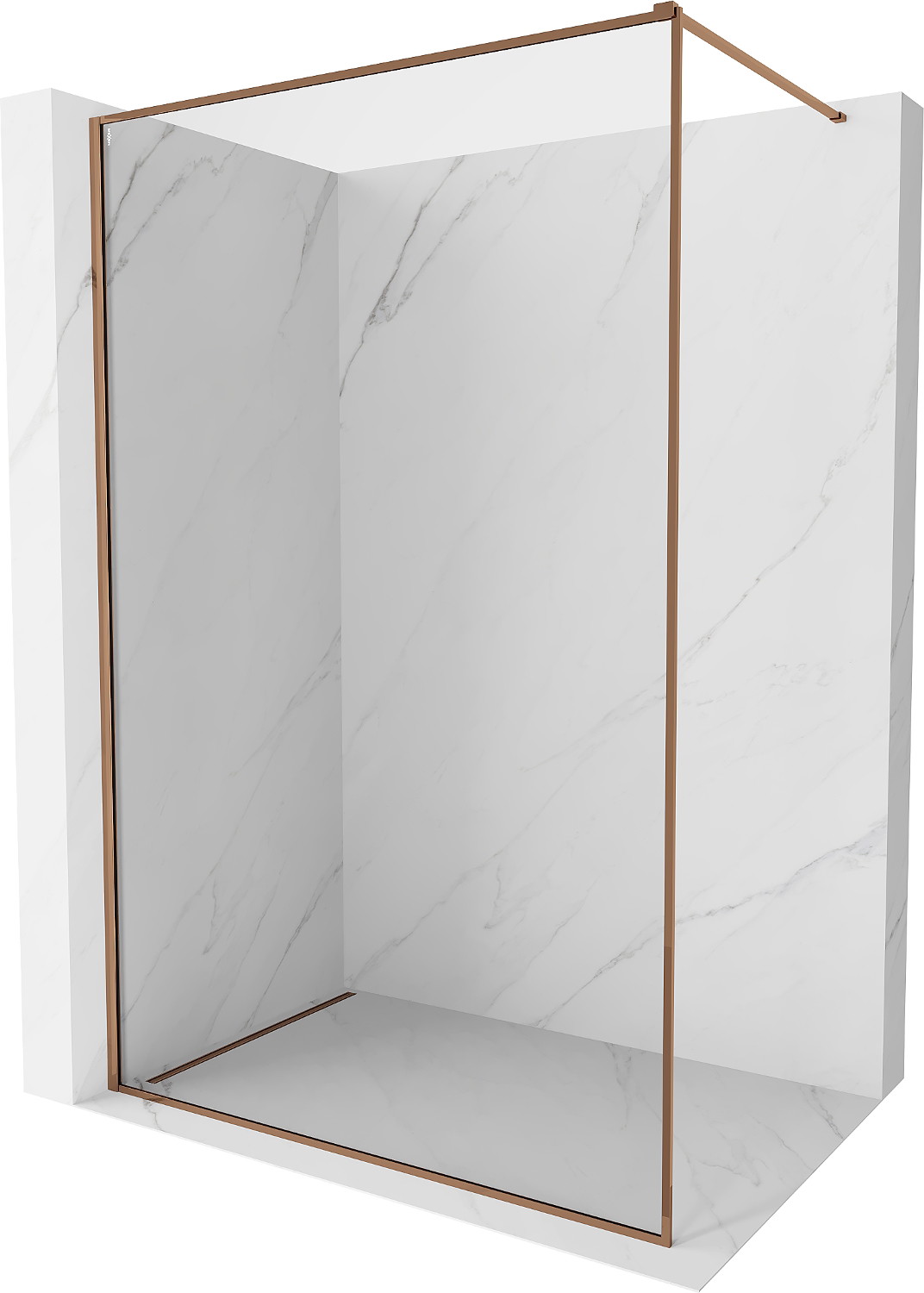 Mexen Kioto-F ścianka prysznicowa Walk-in z ramką 55 x 202 cm, transparent 8 mm, różowe złoto - 800-055-104-60-00