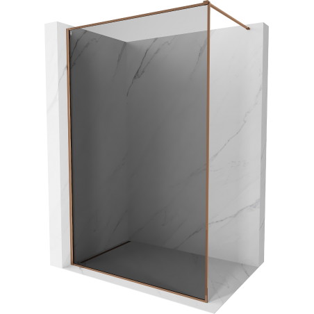 Mexen Kioto-F ścianka prysznicowa Walk-in z ramką 130 x 202 cm, grafit 8 mm, różowe złoto - 800-130-104-60-40