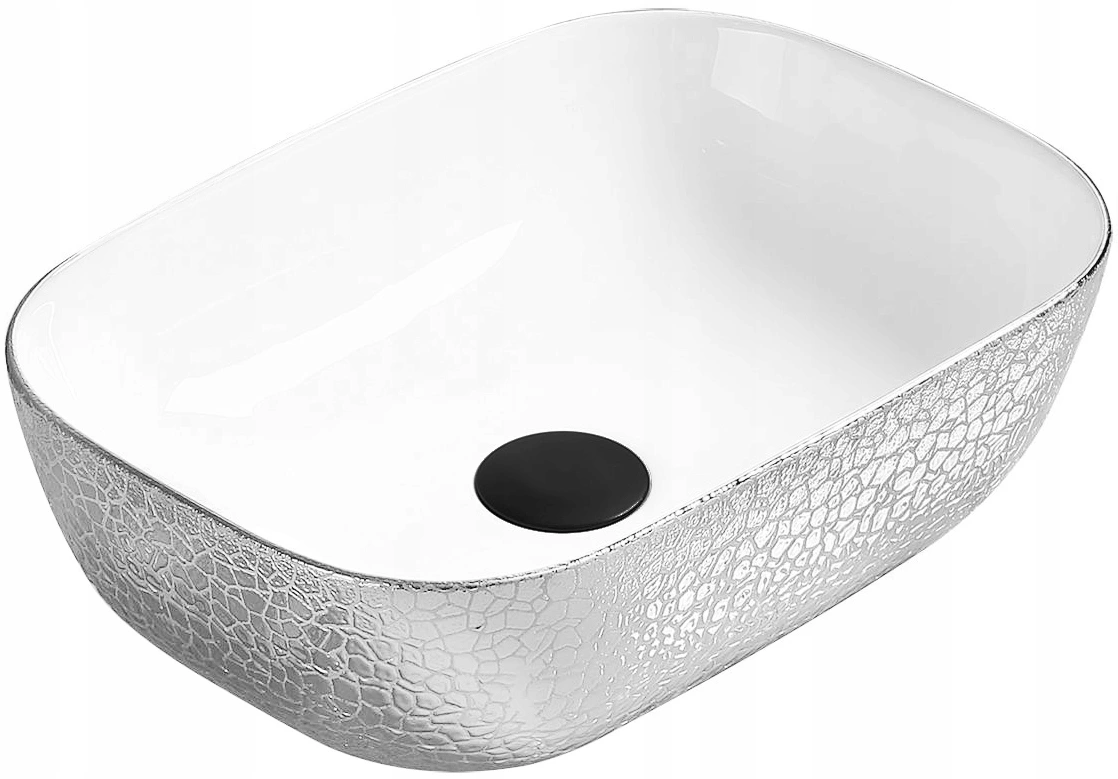 Mexen Rita umywalka nablatowa 45 x 32 cm, biała/srebrna - 21084555