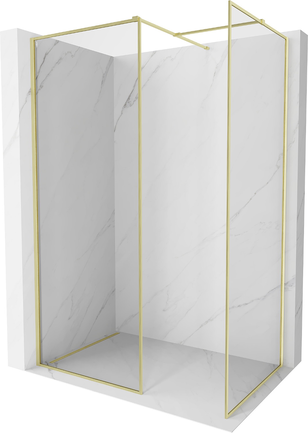 Mexen Kioto-F ścianka prysznicowa Walk-in z ramką 110 x 75 cm, transparent 8 mm, złota szczotkowana - 800-110-202-04-55-075