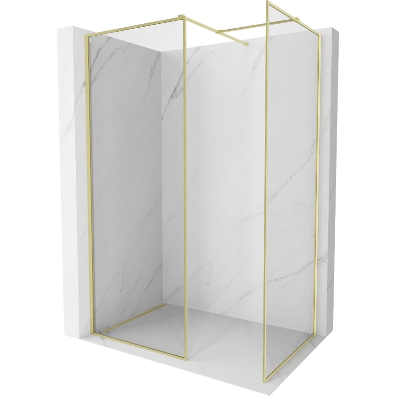 Mexen Kioto-F ścianka prysznicowa Walk-in z ramką 90 x 80 cm, transparent 8 mm, złota szczotkowana - 800-090-202-04-55-080