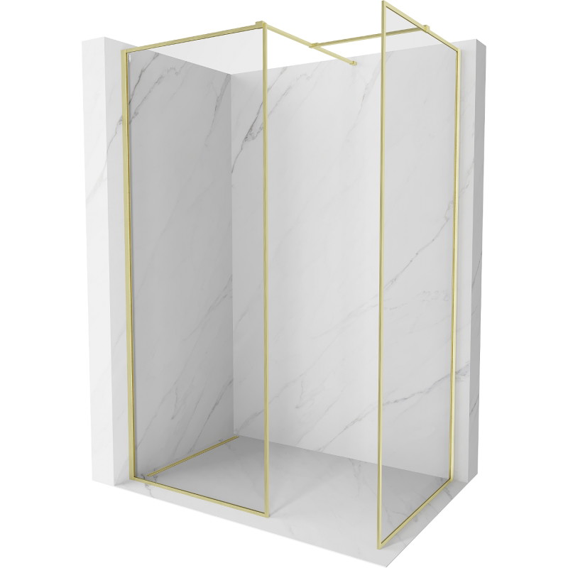 Mexen Kioto-F ścianka prysznicowa Walk-in z ramką 180 x 85 cm, transparent 8 mm, złota szczotkowana - 800-180-202-04-55-085