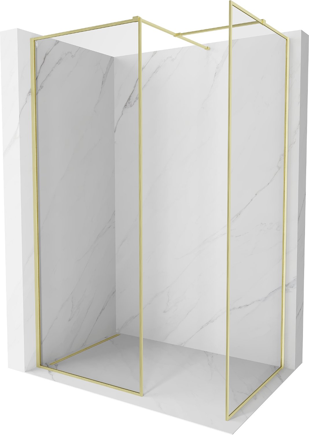 Mexen Kioto-F ścianka prysznicowa Walk-in z ramką 170 x 90 cm, transparent 8 mm, złota szczotkowana - 800-170-202-04-55-090