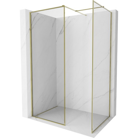 Mexen Kioto-F ścianka prysznicowa Walk-in z ramką 130 x 70 cm, transparent 8 mm, złota - 800-130-202-04-50-070