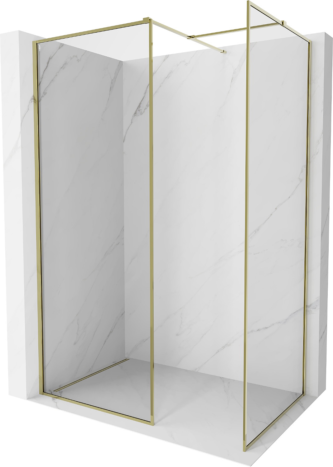 Mexen Kioto-F ścianka prysznicowa Walk-in z ramką 160 x 70 cm, transparent 8 mm, złota - 800-160-202-04-50-070