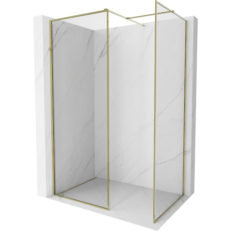 Mexen Kioto-F ścianka prysznicowa Walk-in z ramką 85 x 70 cm, transparent 8 mm, złota - 800-085-202-04-50-070