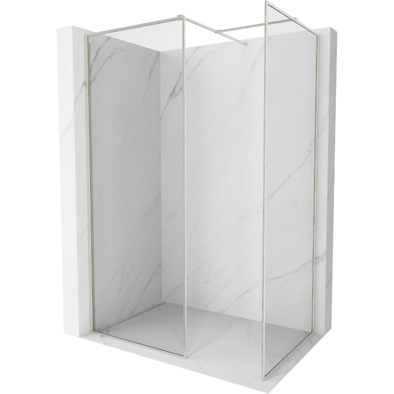 Mexen Kioto-F ścianka prysznicowa Walk-in z ramką 155 x 110 cm, transparent 8 mm, nikiel szczotkowany - 800-155-202-04-97-110