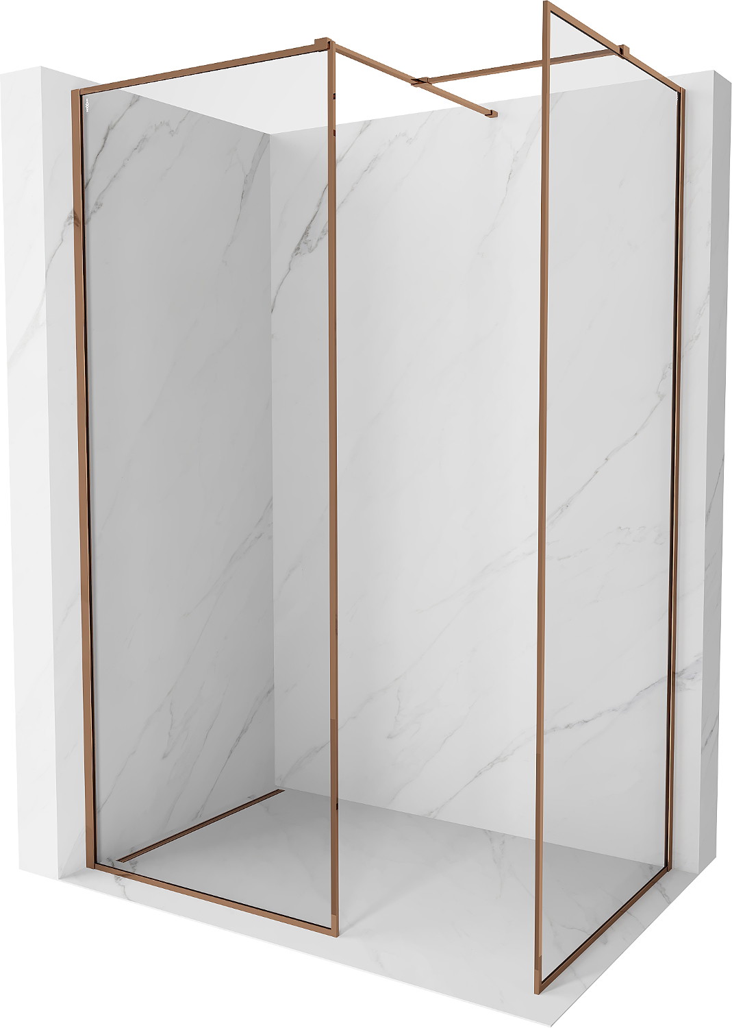 Mexen Kioto-F ścianka prysznicowa Walk-in z ramką 70 x 70 cm, transparent 8 mm, różowe złoto - 800-070-202-04-60-070