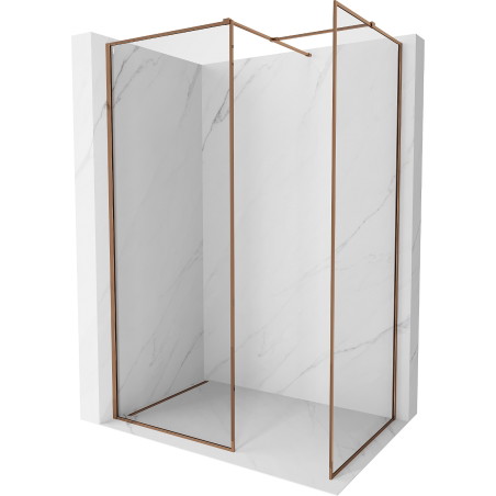 Mexen Kioto-F ścianka prysznicowa Walk-in z ramką 90 x 70 cm, transparent 8 mm, różowe złoto - 800-090-202-04-60-070