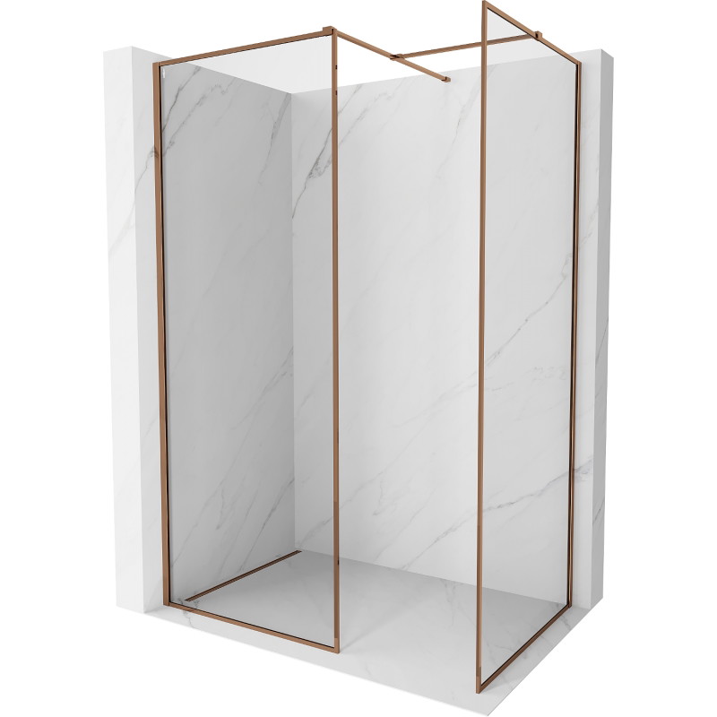 Mexen Kioto-F ścianka prysznicowa Walk-in z ramką 120 x 70 cm, transparent 8 mm, różowe złoto - 800-120-202-04-60-070