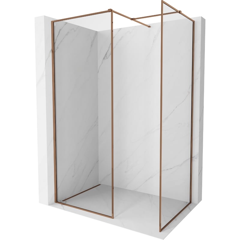 Mexen Kioto-F ścianka prysznicowa Walk-in z ramką 180 x 70 cm, transparent 8 mm, różowe złoto - 800-180-202-04-60-070