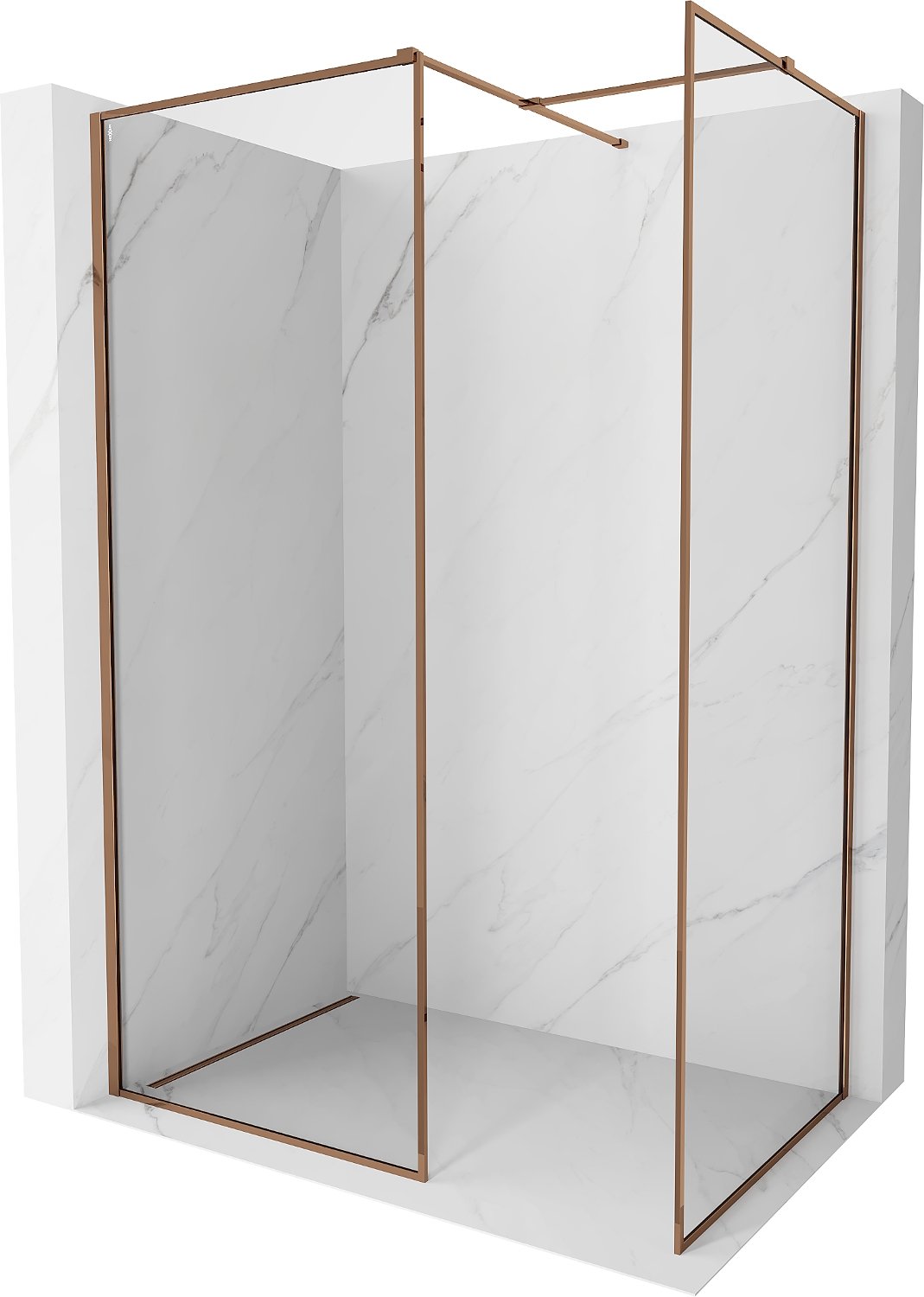 Mexen Kioto-F ścianka prysznicowa Walk-in z ramką 75 x 70 cm, transparent 8 mm, różowe złoto - 800-075-202-04-60-070