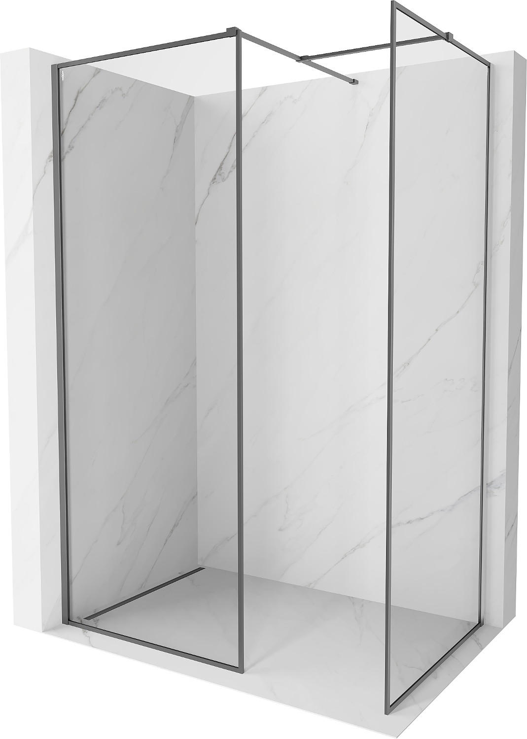 Mexen Kioto-F ścianka prysznicowa Walk-in z ramką 90 x 70 cm, transparent 8 mm, gun metal - 800-090-202-04-95-070