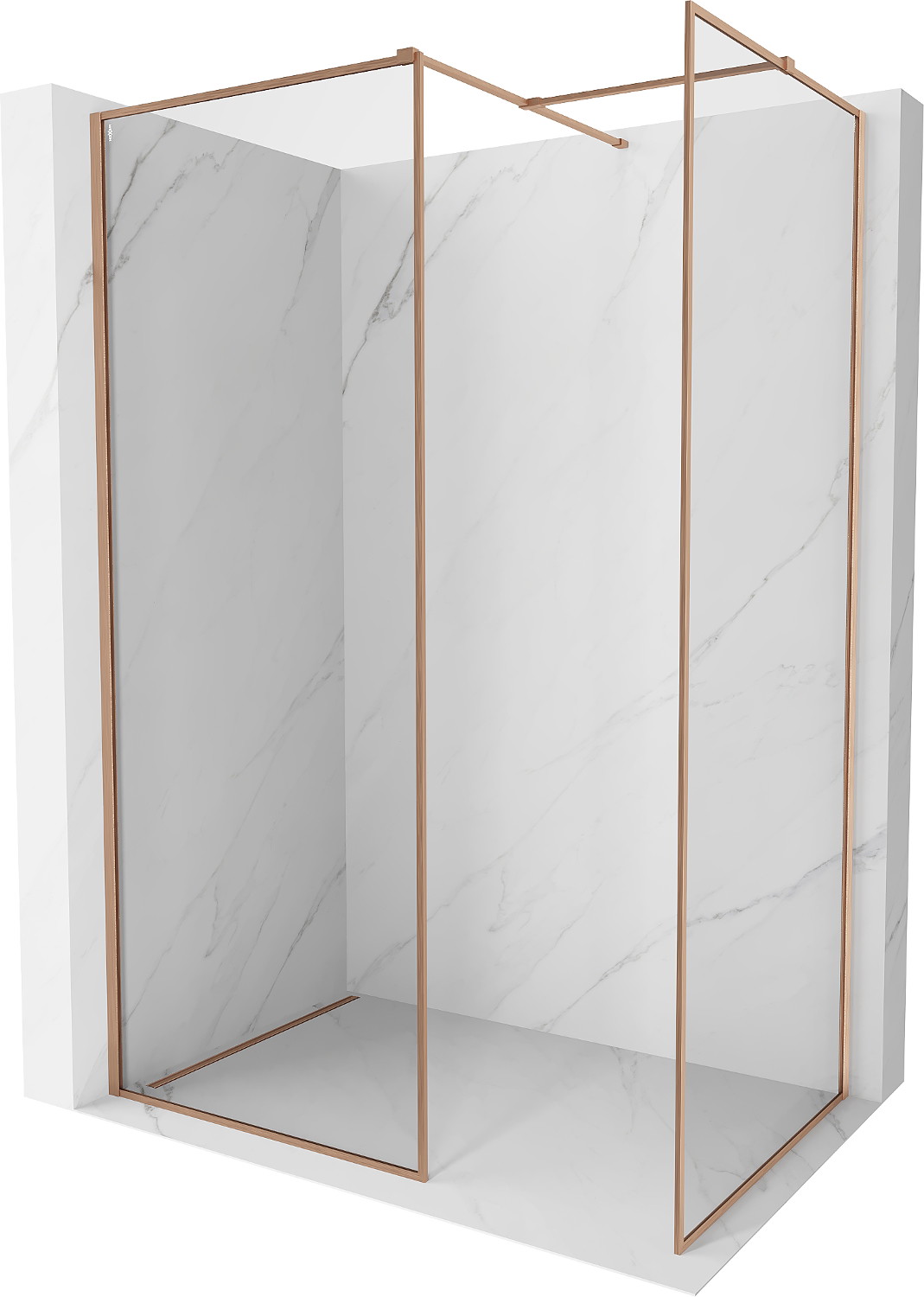 Mexen Kioto-F ścianka prysznicowa Walk-in z ramką 100 x 70 cm, transparent 8 mm, miedź szczotkowana - 800-100-202-04-65-070