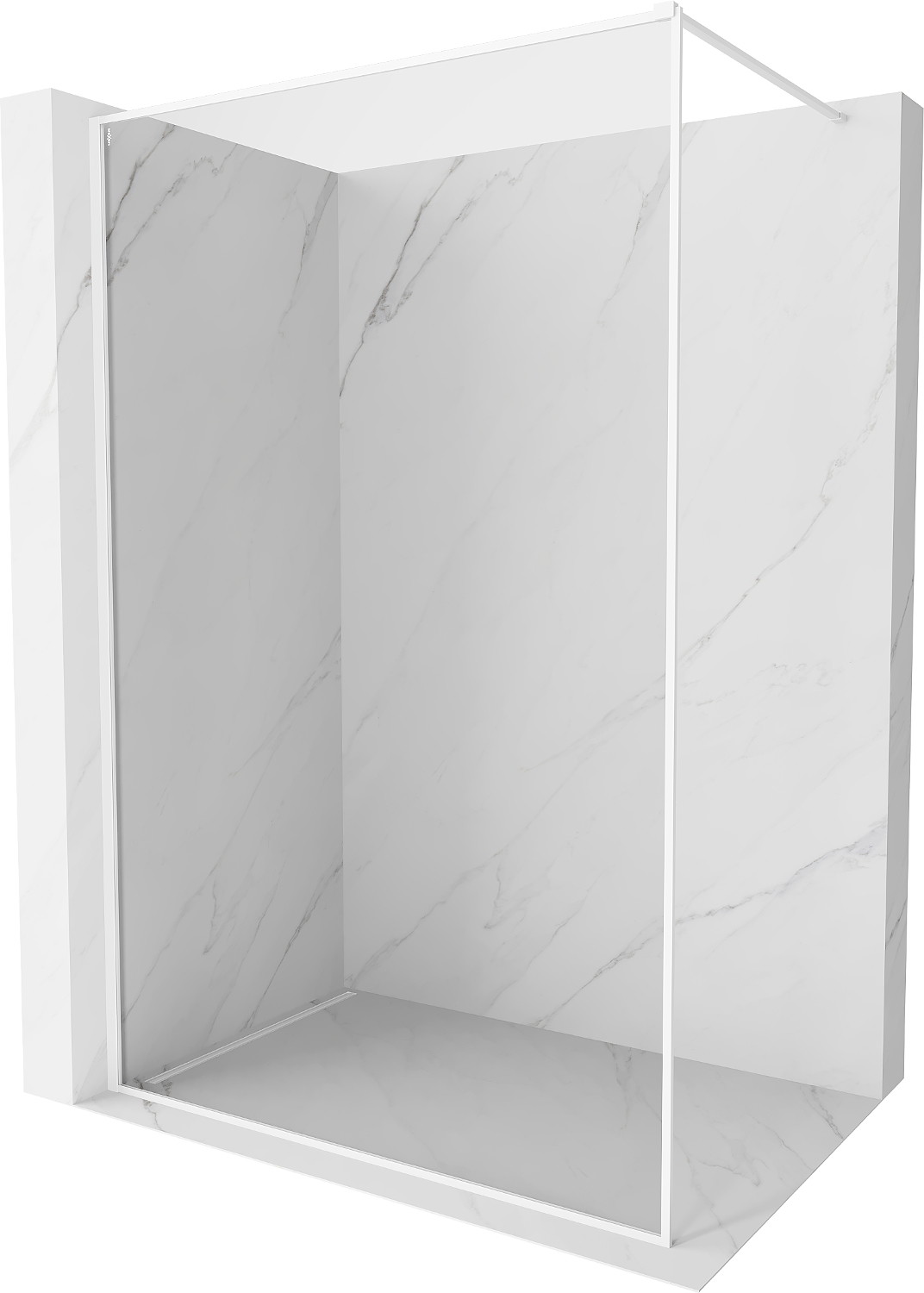 Mexen Kioto-XF ścianka prysznicowa Walk-in z ramką 50 x 202 cm, transparent 10 mm, biała - 800-050-104-20-00-X