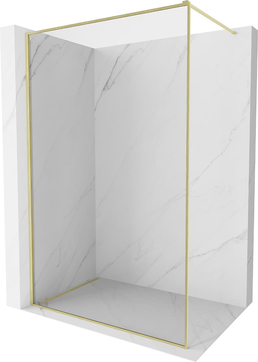 Mexen Kioto-XF ścianka prysznicowa Walk-in z ramką 60 x 202 cm, transparent 10 mm, złota szczotkowana - 800-060-104-55-00-X