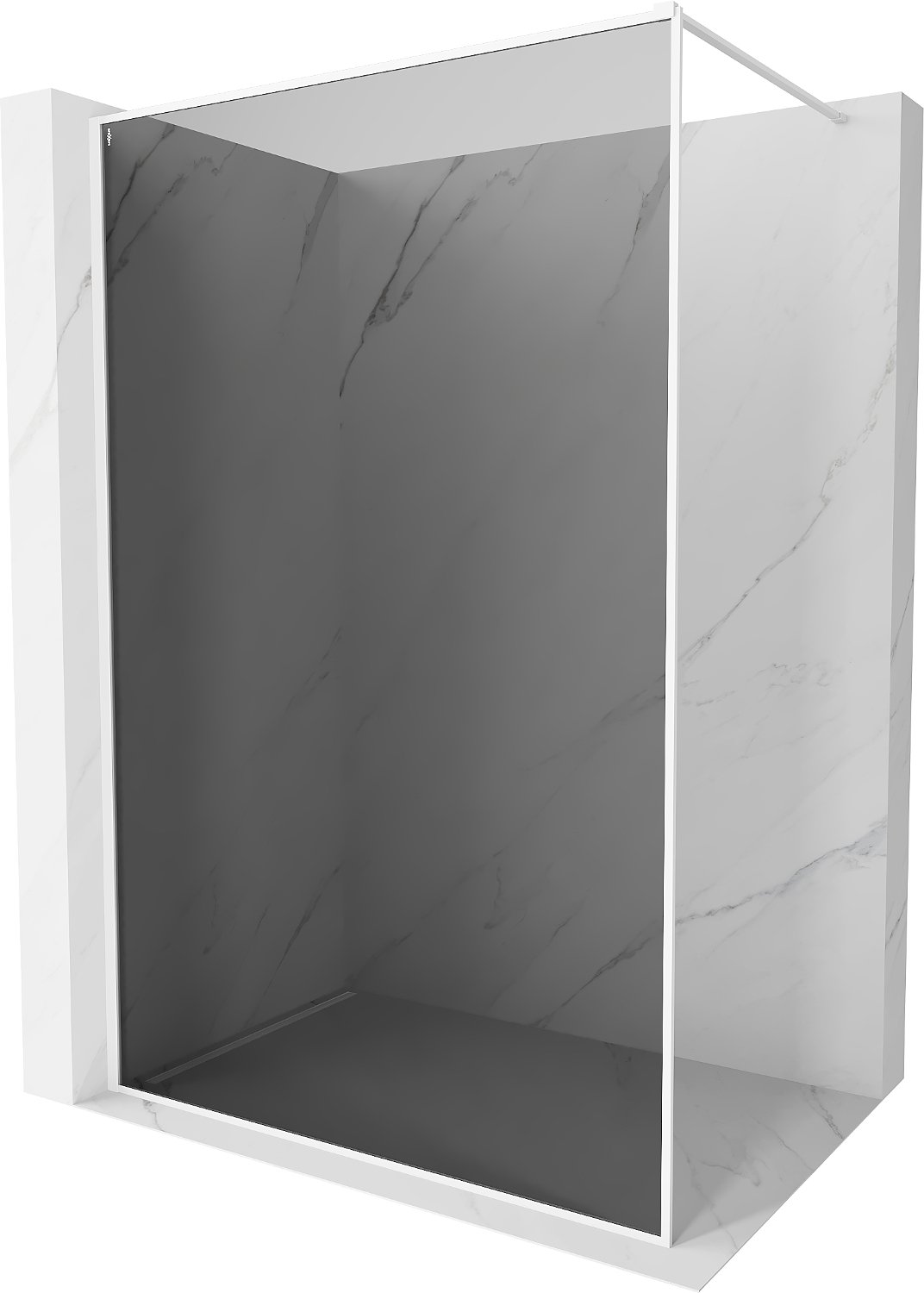 Mexen Kioto-XF ścianka prysznicowa Walk-in z ramką 90 x 202 cm, grafit 10 mm, biała - 800-090-104-20-40-X