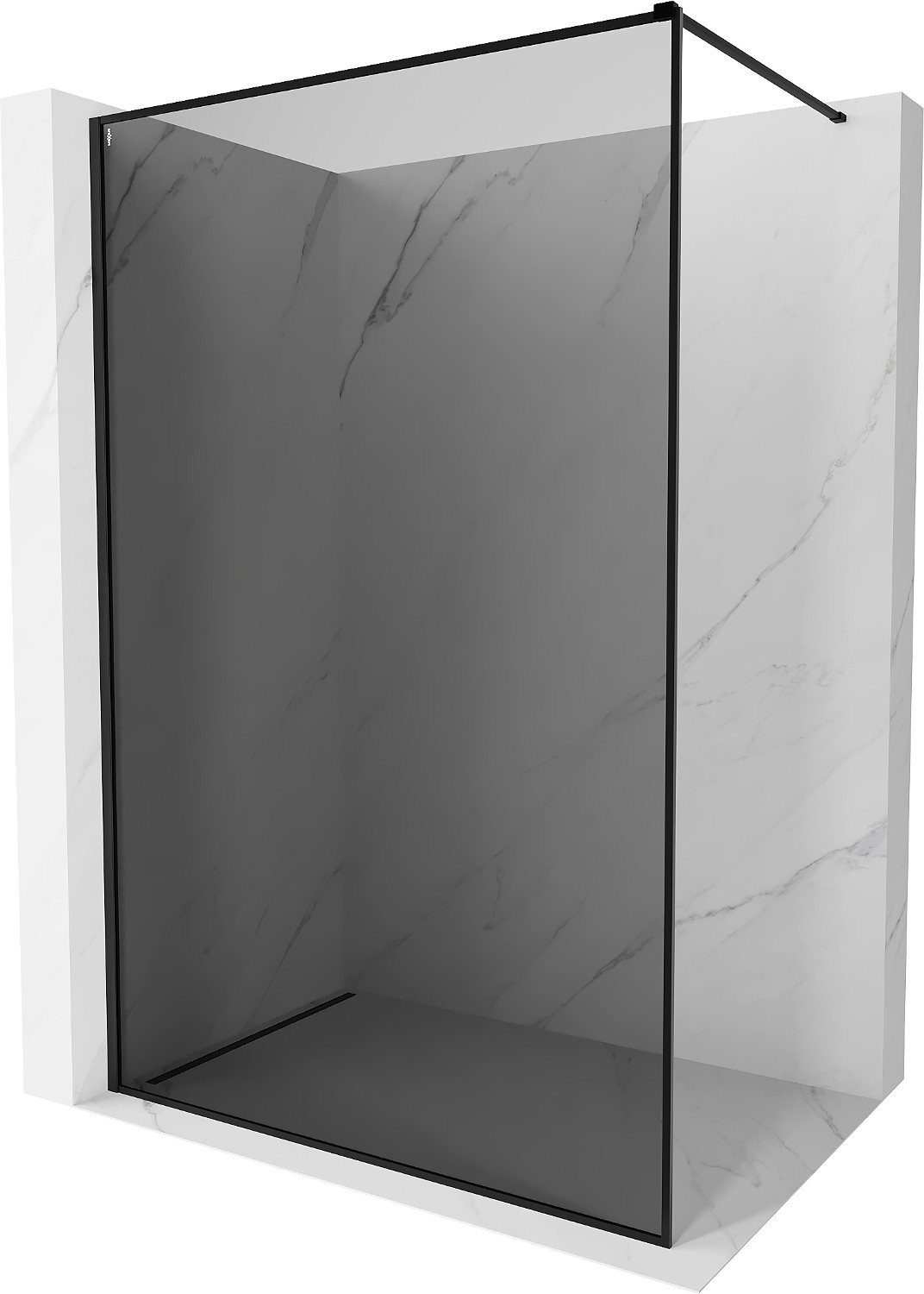 Mexen Kioto-XF ścianka prysznicowa Walk-in z ramką 120 x 202 cm, grafit 10 mm, czarna - 800-120-104-70-40-X