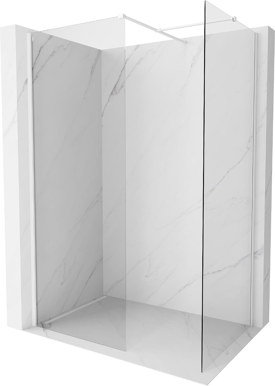 Mexen Kioto-X ścianka prysznicowa Walk-in 130 x 70 cm, transparent 10 mm, biała - 800-130-202-20-00-070-X