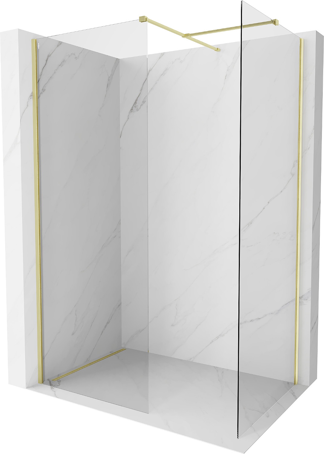 Mexen Kioto-X ścianka prysznicowa Walk-in 110 x 70 cm, transparent 10 mm, złota szczotkowana - 800-110-202-55-00-070-X