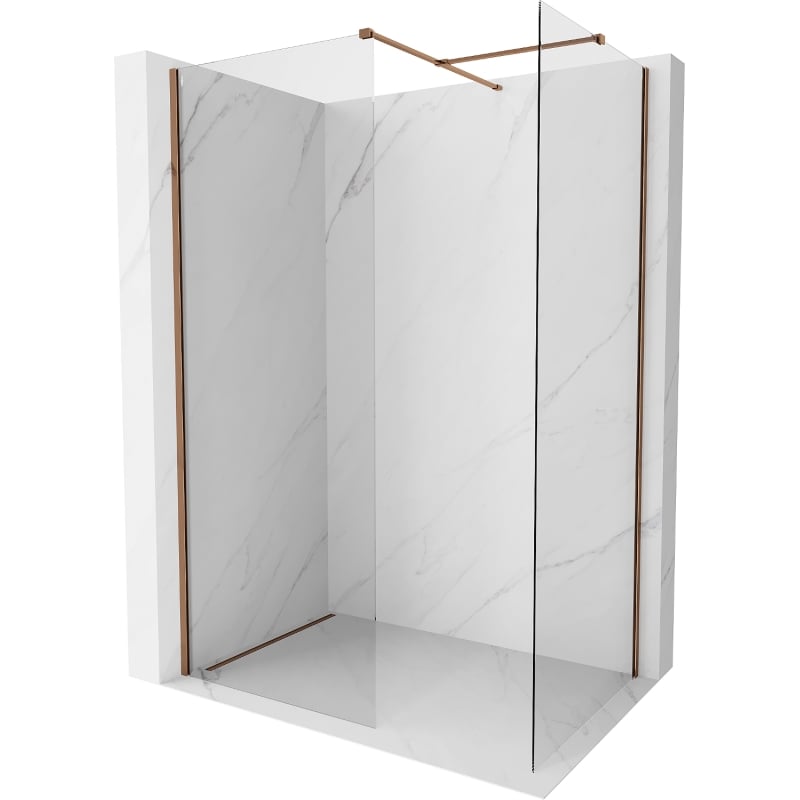 Mexen Kioto-X ścianka prysznicowa Walk-in 70 x 70 cm, transparent 10 mm, różowe złoto - 800-070-202-60-00-070-X