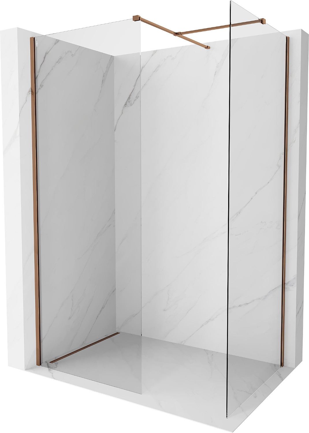 Mexen Kioto-X ścianka prysznicowa Walk-in 150 x 70 cm, transparent 10 mm, różowe złoto - 800-150-202-60-00-070-X