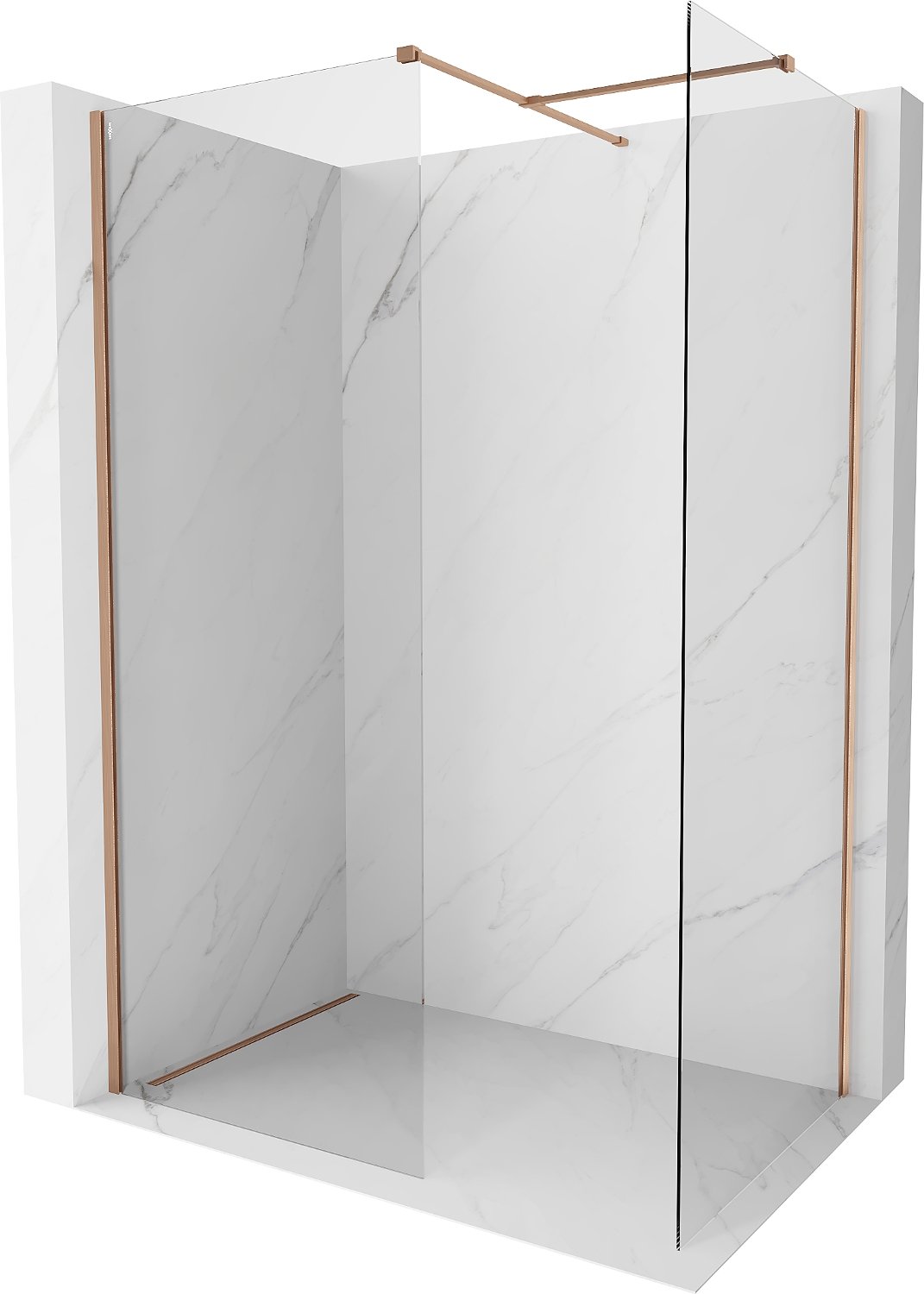 Mexen Kioto-X ścianka prysznicowa Walk-in 130 x 80 cm, transparent 10 mm, miedź szczotkowana - 800-130-202-65-00-080-X