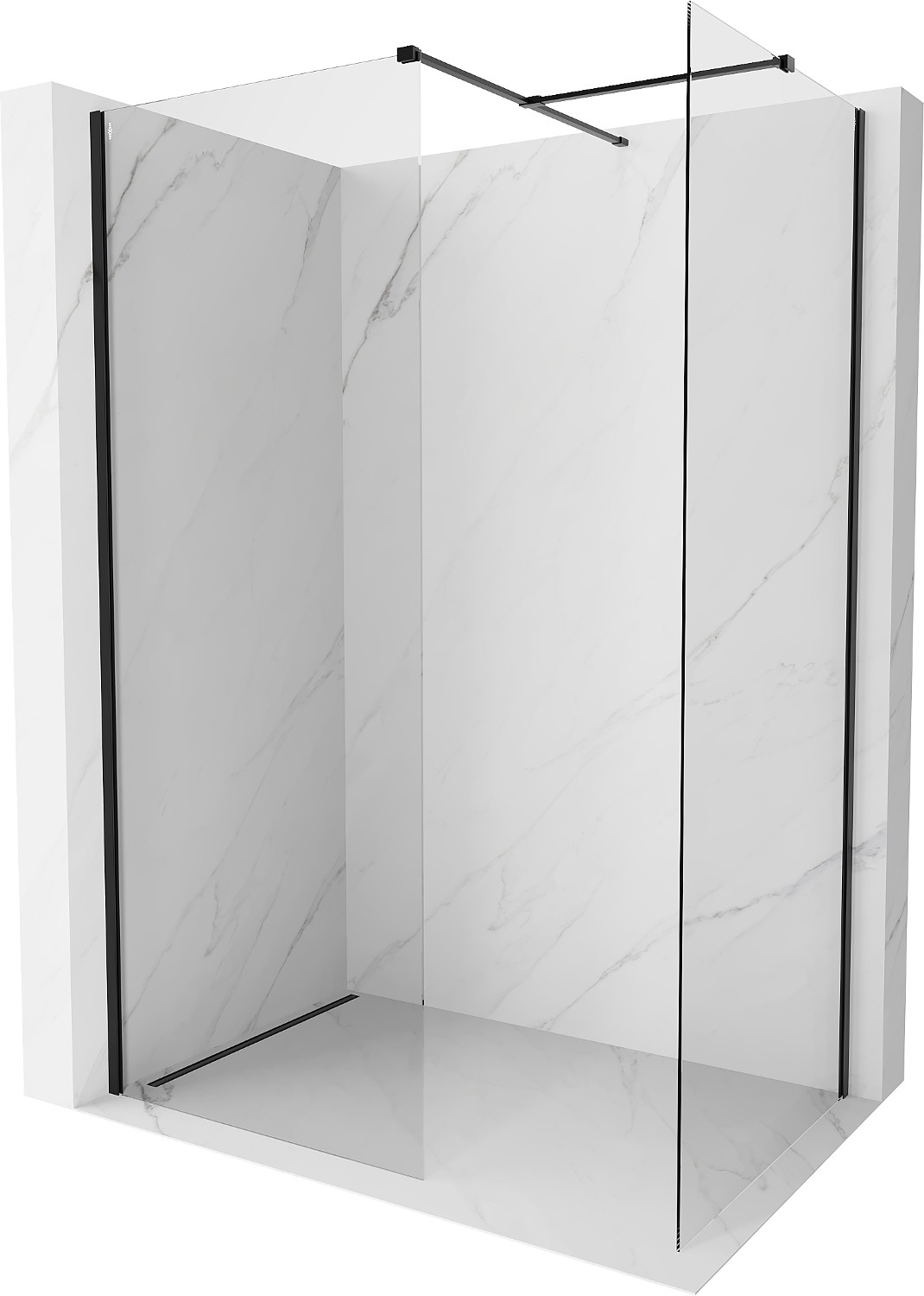 Mexen Kioto-X ścianka prysznicowa Walk-in 130 x 70 cm, transparent 10 mm, czarna - 800-130-202-70-00-070-X