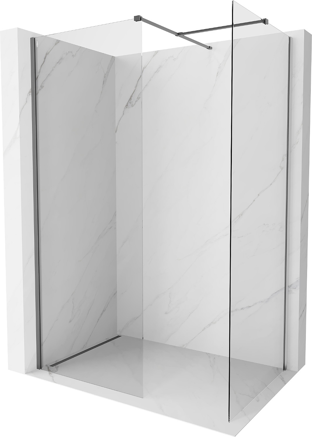 Mexen Kioto-X ścianka prysznicowa Walk-in 90 x 70 cm, transparent 10 mm, gun metal - 800-090-202-95-00-070-X