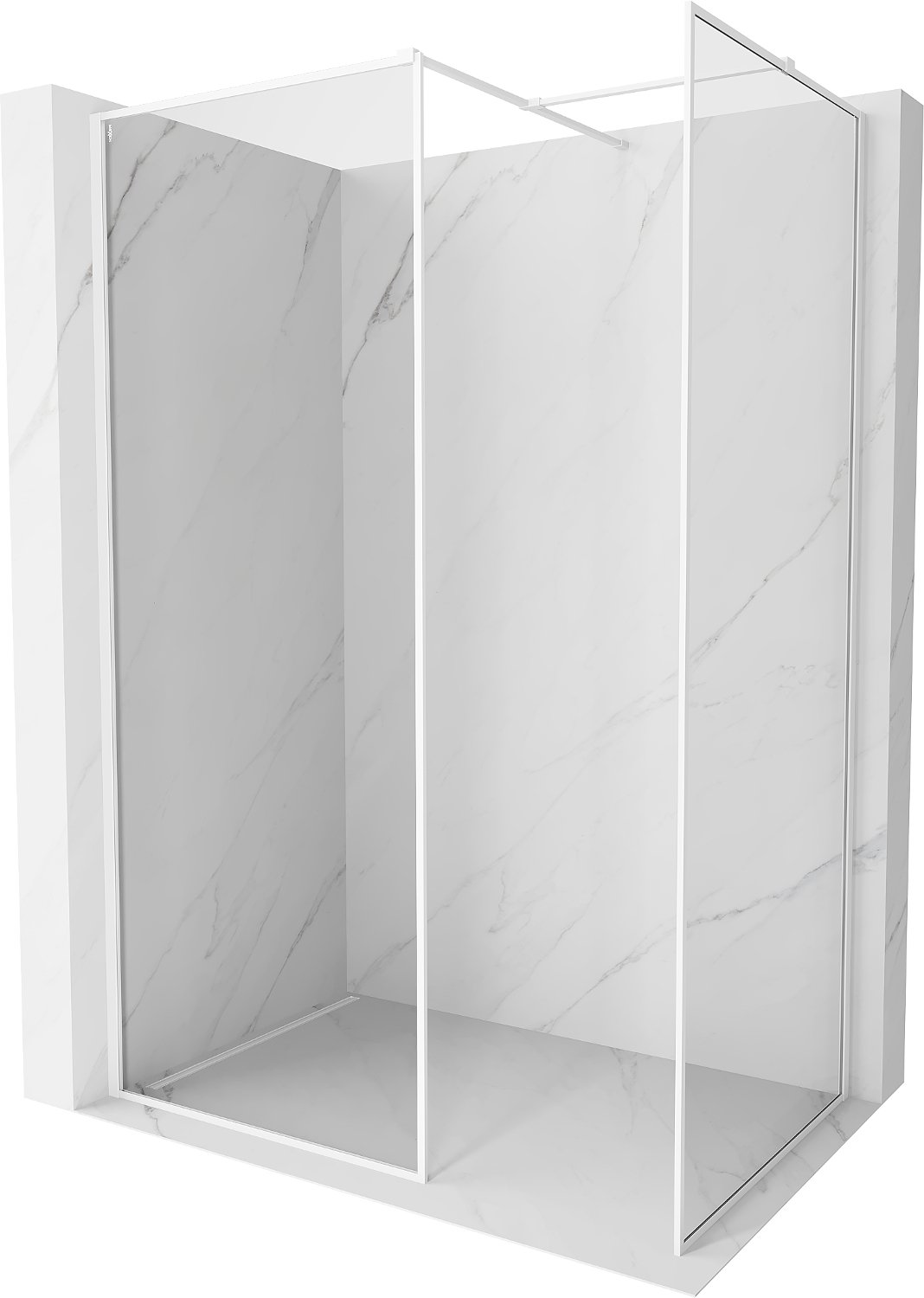 Mexen Kioto-XF ścianka prysznicowa Walk-in z ramką 110 x 70 cm, transparent 10 mm, biała - 800-110-202-04-20-070-XF