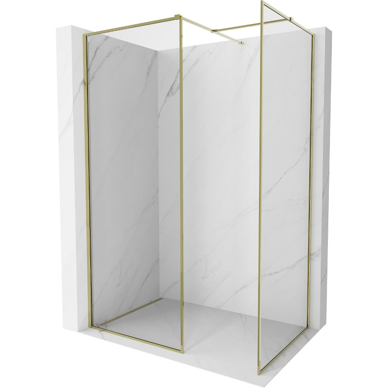 Mexen Kioto-XF ścianka prysznicowa Walk-in z ramką 70 x 70 cm, transparent 10 mm, złota - 800-070-202-04-50-070-XF