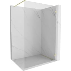Mexen Lunar ścianka prysznicowa Walk-in prawa 140 x 200 cm, transparent 8 mm, złota szczotkowana - 830-140-000-55-00-P
